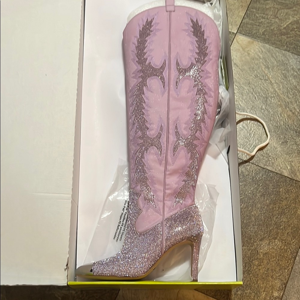 Pink Glitter Western Boots